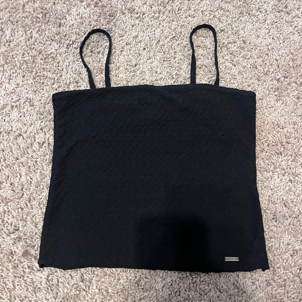 Hollister Black Textured Spaghetti Strap Crop top